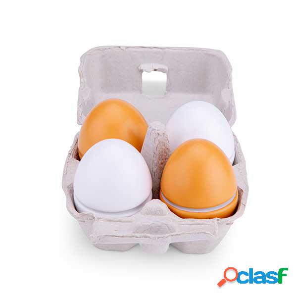 Huevera con 4 Huevos de Madera