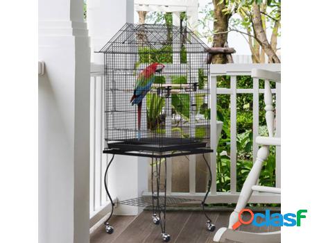 Jaula de Pájaros PAWHUT D10-025 (Negro - 51 x 51 x 135 cm -