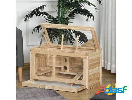 Jaula para Hamster PAWHUT D51-188ND (Beige - 78 x 40 x 44 cm