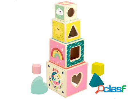 Juego Didáctico WOOMAX Torre de cubos de madera Mr