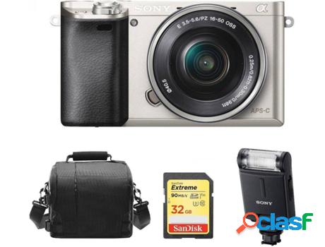 Kit Cámara Mirrorless, Objectivo y Accesorios SONY A6000