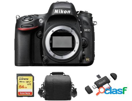 Kit Cámara Réflex NIKON D610 Corpo + Tarjeta SD de 64GB +