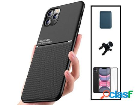 Kit Funda Magnetic Lux, Magnetic Wallet Azul, 5D Full Cover