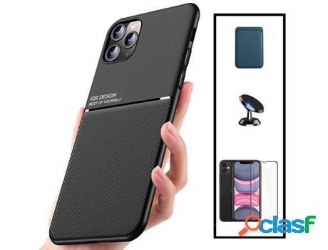 Kit Funda Magnetic Lux, Magnetic Wallet Azul, 5D Full Cover