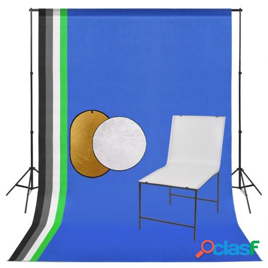 Kit de estudio fotográfico con mesa de disparo, fondo y