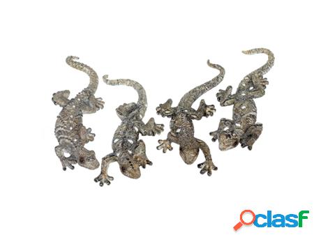 Lagarto 4 Diferentes Plateados Incluye 4 Unidades Figuras