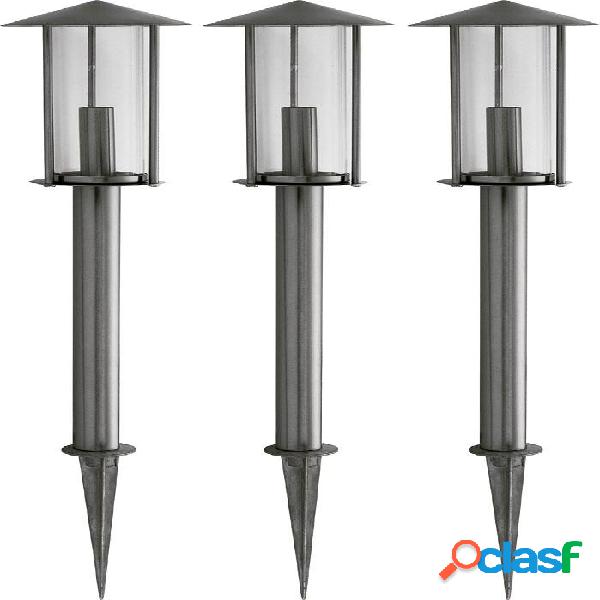 Lámpara de jardín de acero inox 3 uds