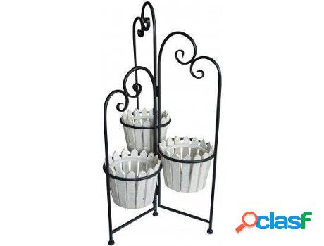Macetero HOGAR Y MÁS Decorativo Blanco Vertical De Madera