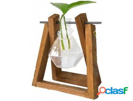 Macetero HOGAR Y MÁS Jarrón Planta Hidropónica Madera Y