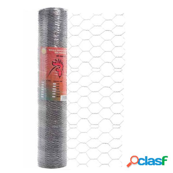 Malla triple torsion galvanizada 1x50m 13mm