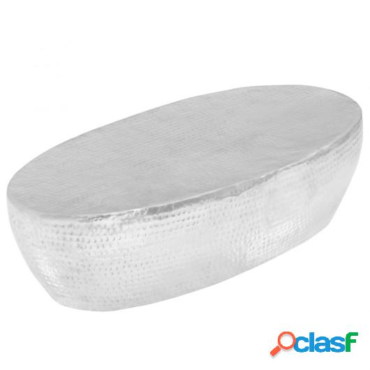 Mesa de centro aluminio martillado 100x50x28 cm plateado