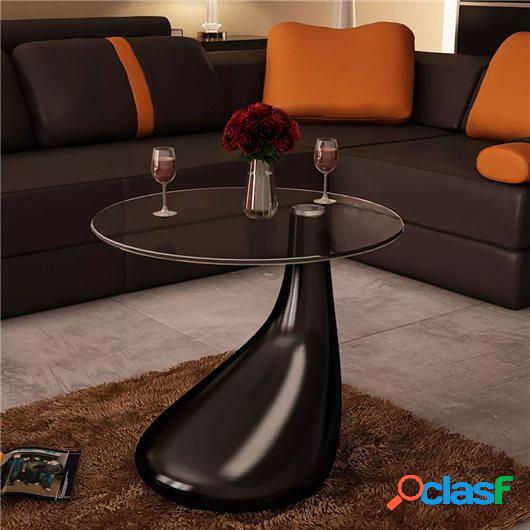 Mesa de centro con superficie redonda vidrio negro brillante