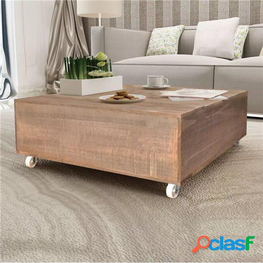 Mesa de centro marrón madera maciza