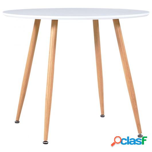 Mesa de comedor MDF blanco y color roble 90x73,5 cm