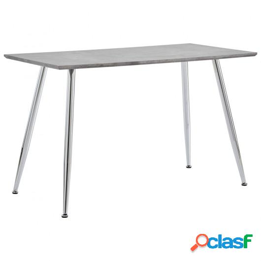 Mesa de comedor MDF gris hormigón y plateado 120x60x74 cm