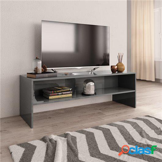 Mueble de TV aglomerado gris brillante 120x40x40 cm