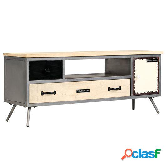 Mueble para TV de madera de mango maciza y acero 120x30x45