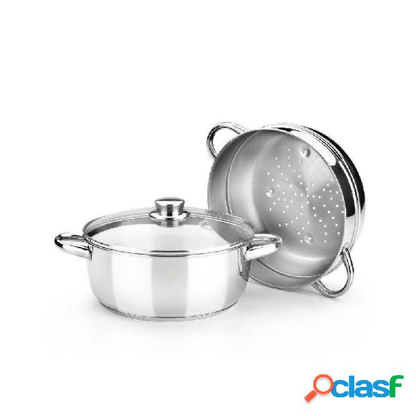Olla a Vapor Monix M453903/ Ø24cm/ Acero Inoxidable