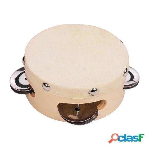 Pandereta de mano de 4 pulgadas con jingles de metal de una