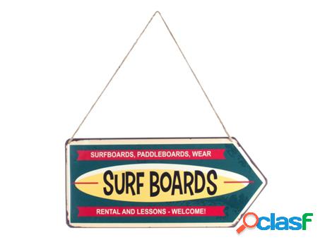 Placa Pared Surf Board 18X40Cm Adorno Pared Placas Metal