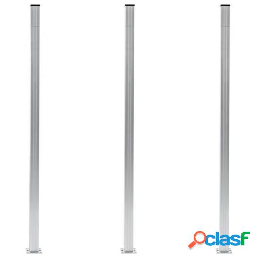 Postes de valla 3 unidades aluminio 185 cm