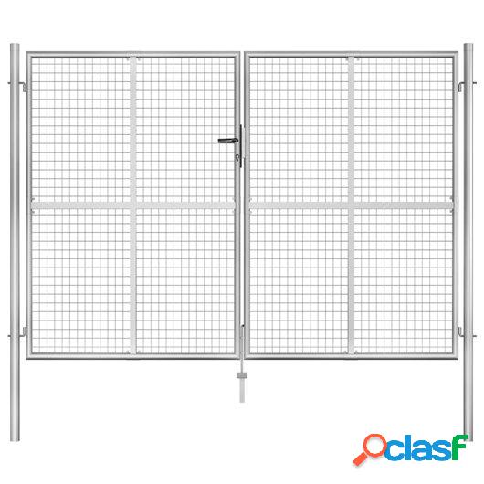 Puerta de jardín de acero galvanizado plateado 306x225 cm