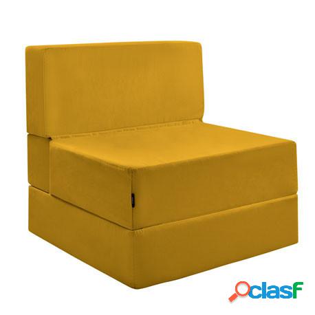 Puff Cama Convertible Y Plegable - Antelina - Color Mostaza