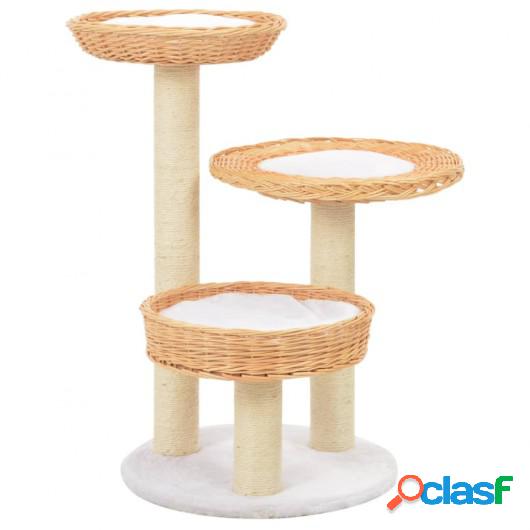 Rascador para gatos con poste de sisal madera natural de