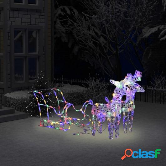 Reno y trineo adorno navideño 160 LEDs acrílico 130 cm