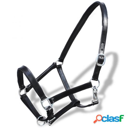 Ronzal/Cabestro de Cuero Negro Ajustable Para Caballo