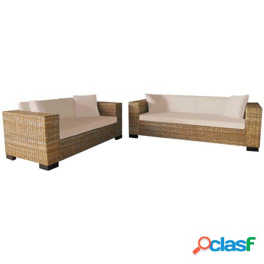 Set de sofás de 2 plazas y de 3 plazas ratán auténtico