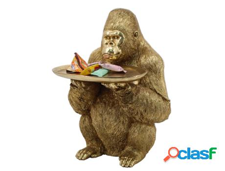 Signes Grimalt - Figura Gorila con Plato Dorado de Resina |