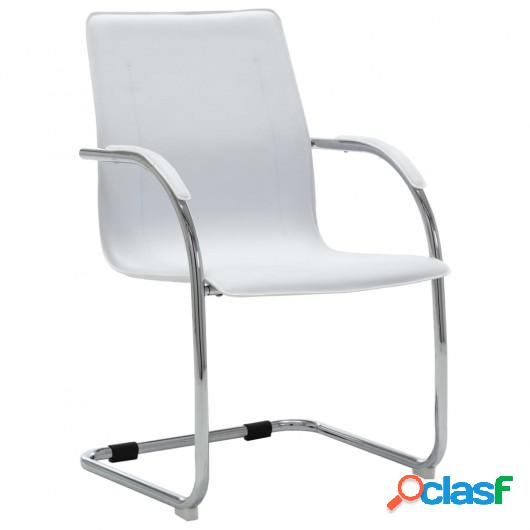 Silla de oficina voladiza de cuero sintético blanco
