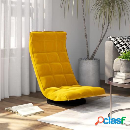 Silla de suelo giratoria de terciopelo amarillo