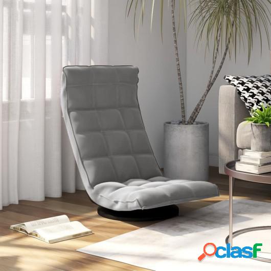 Silla de suelo giratoria de terciopelo gris claro