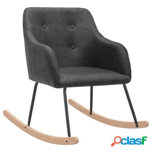 Silla mecedora de tela gris oscura