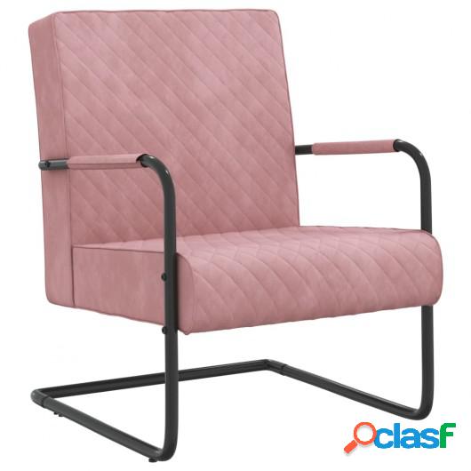 Silla voladiza de terciopelo rosa