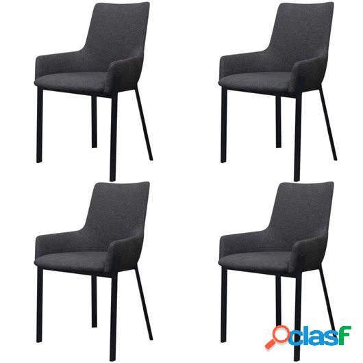 Sillas de Comedor 4 uds. Tela Gris Oscuro