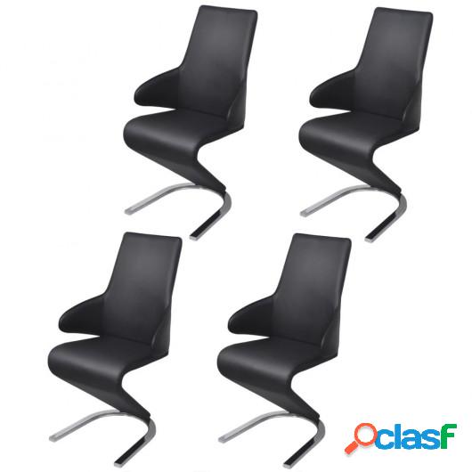 Sillas de Comedor Cantilever 4 uds. Cuero Sintético Negro