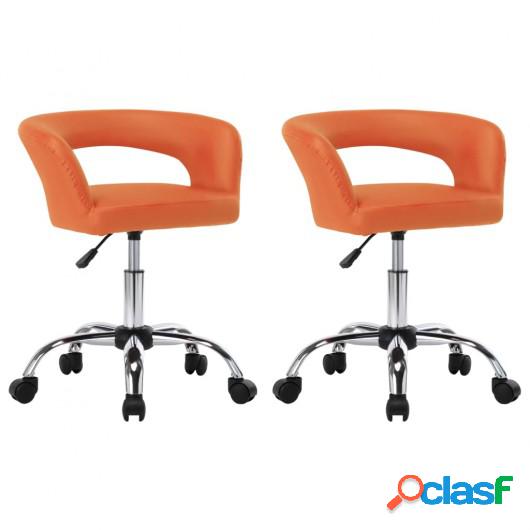 Sillas de comedor 2 unidades cuero sintético naranja