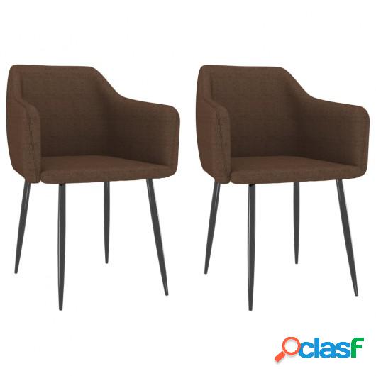 Sillas de comedor 2 unidades tela marrón