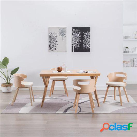 Sillas de comedor 4 uds madera curvada y cuero sintético