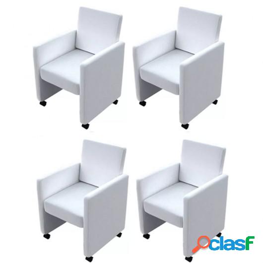 Sillas de comedor 4 unidades cuero artificial blanco