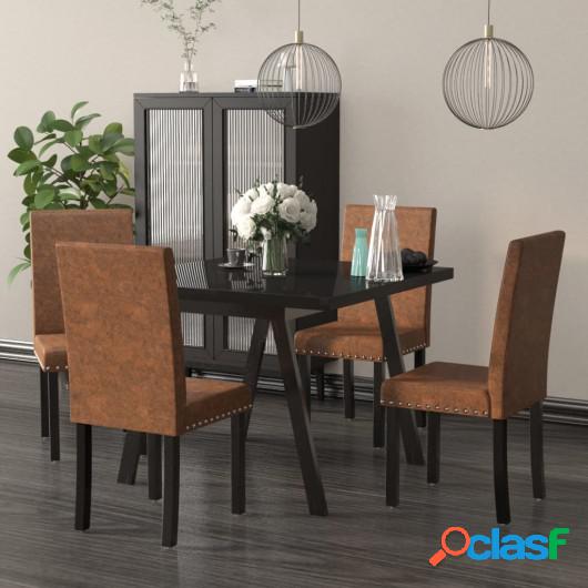 Sillas de comedor 4 unidades de tela marrón