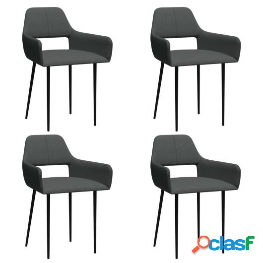 Sillas de comedor 4 unidades tela gris oscuro