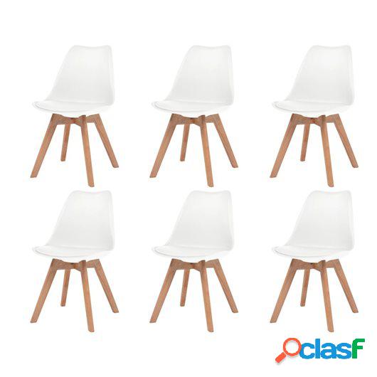 Sillas de comedor 6 unidades cuero artificial blanco y