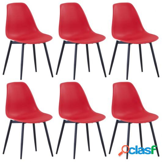 Sillas de comedor 6 unidades rojo PP