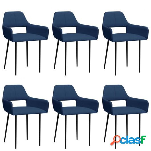 Sillas de comedor 6 unidades tela azul