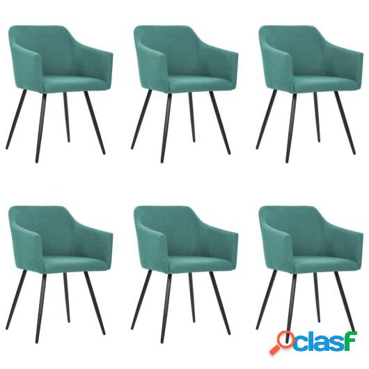 Sillas de comedor 6 unidades tela verde