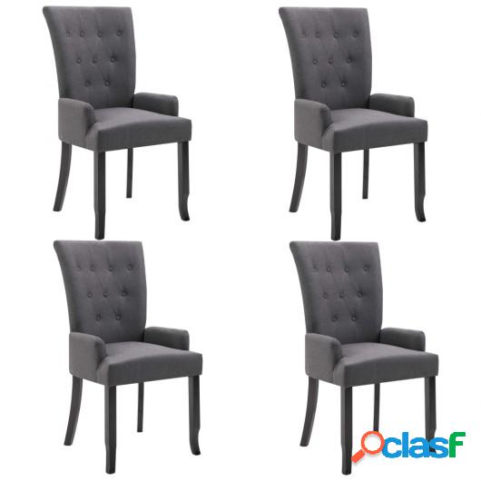 Sillas de comedor con reposabrazos tela gris oscuro 4